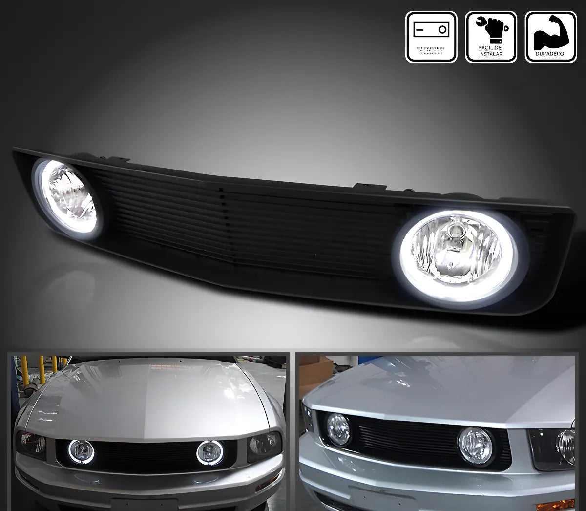 Parrilla Con Faros De Niebla Mustang V6 2005 2006 2007 2008 2009