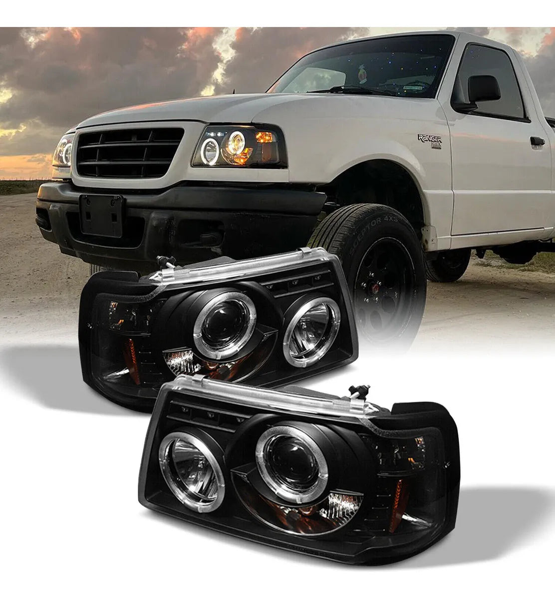 Faros Ford Ranger Ojo De Angel Led 2001 2002 2003 Hasta 2011