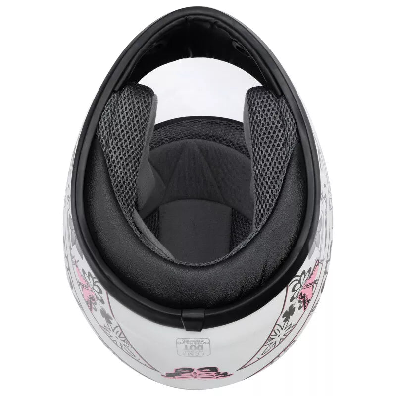 Casco integral Motociclista Mujer Mariposas Dot Blanco Mariposas