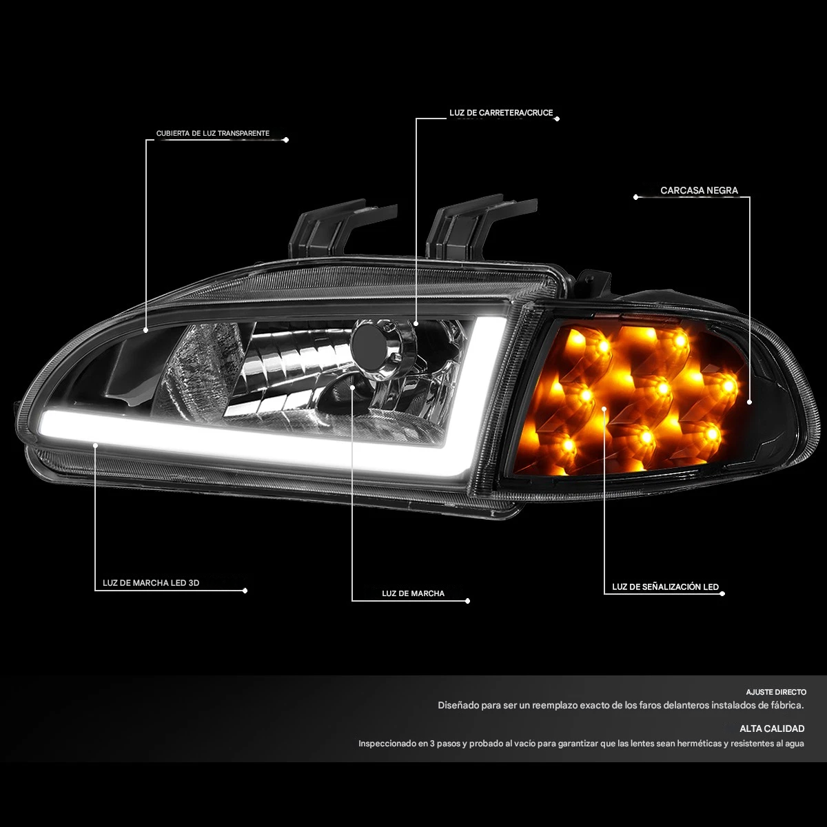 Faros Led Drl Honda Civic 1992 1993 1994 1995 Par Ambos Lados