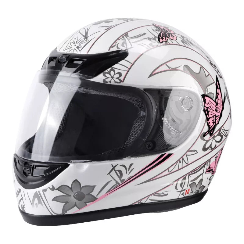 Casco integral Motociclista Mujer Mariposas Dot Blanco Mariposas