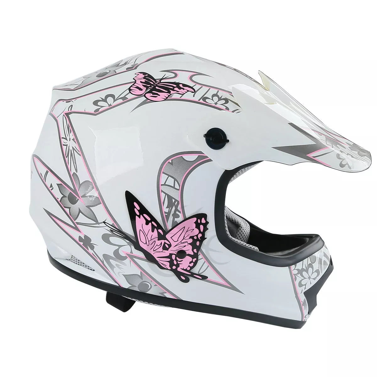 Casco Motocross Guantes Y Goggles Juvenil Adolescente Rosa