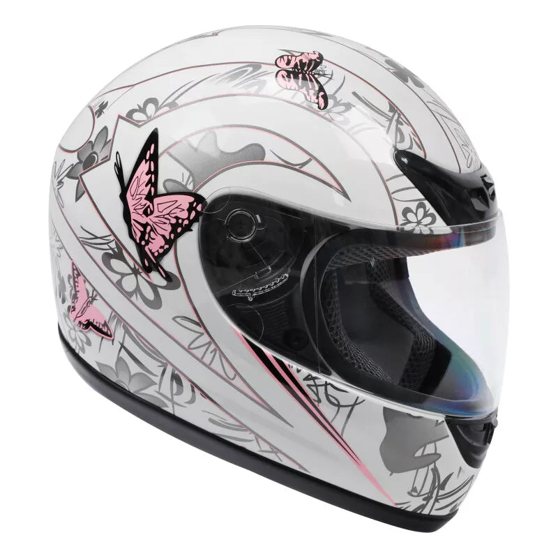 Casco integral Motociclista Mujer Mariposas Dot Blanco Mariposas