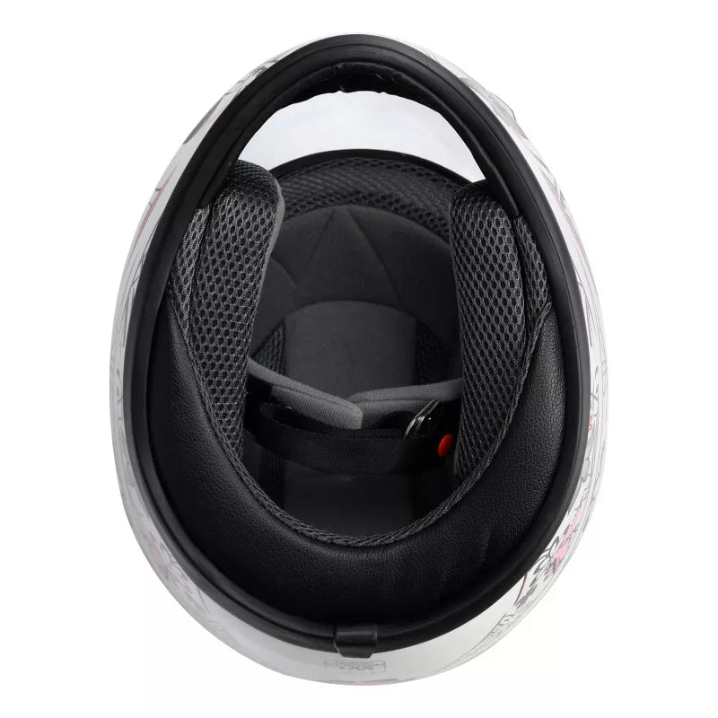 Casco integral Motociclista Mujer Mariposas Dot Blanco Mariposas