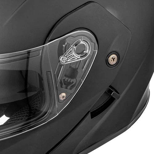 Casco Abatible Para Motociclista Con Luz Led Doble Mica Negro
