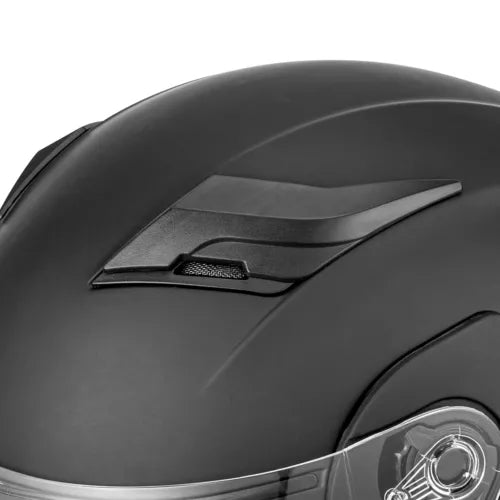 Casco Abatible Para Motociclista Con Luz Led Doble Mica Negro